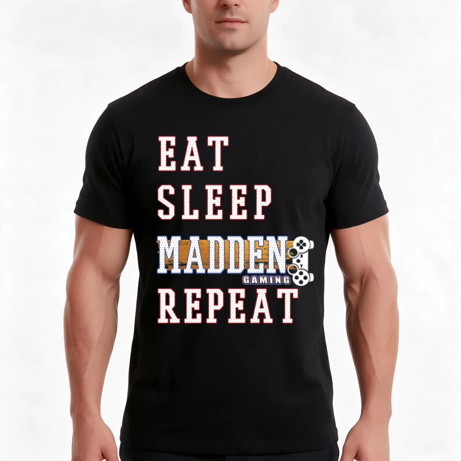 Best Madden Videos Games With Eat Sleep Repeat Quotes T-Shirt Summer Casual Cotton Tee Oversized Streetwear Tops 100% Cotton