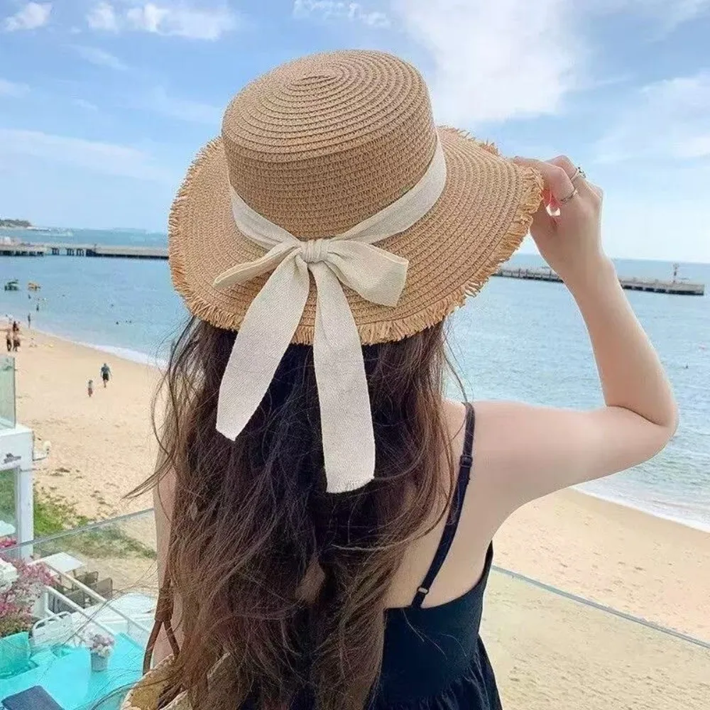 Casual Breathable Fisherman Hat Big Eaves Foldable Sun Hat Wide Brim Flat Top Beach Hat Women's