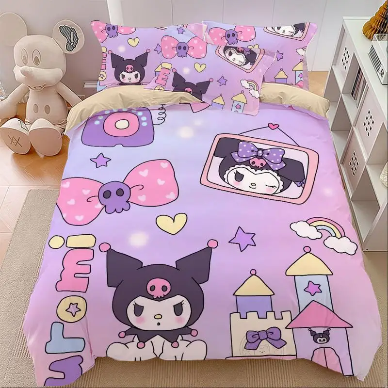 

Hello Kitty Cotton Four-Piece Set Anime Cartoon bedding Sanrio Quilt Cover Bed Sheet Student Dormitory Bed 3-Piece Set