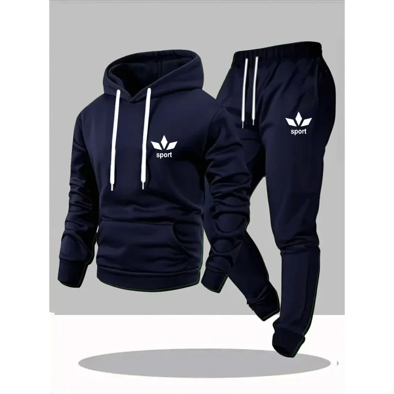 

Men's Casual Sports Hoodie Long Pants 2 Piece Set Outdoor Athletic Tracksuit Jogging Walking Sweatsuit Comfortable Warm Clothes