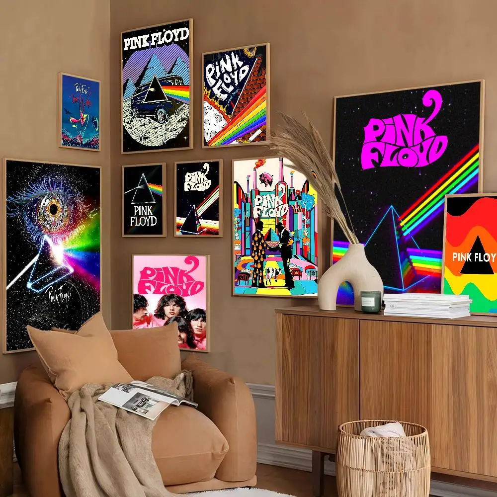Band P-Pink HOT Floyd Vintage Posters Sticky Retro Kraft Paper Sticker DIY Room Bar Cafe Kawaii Room Decor