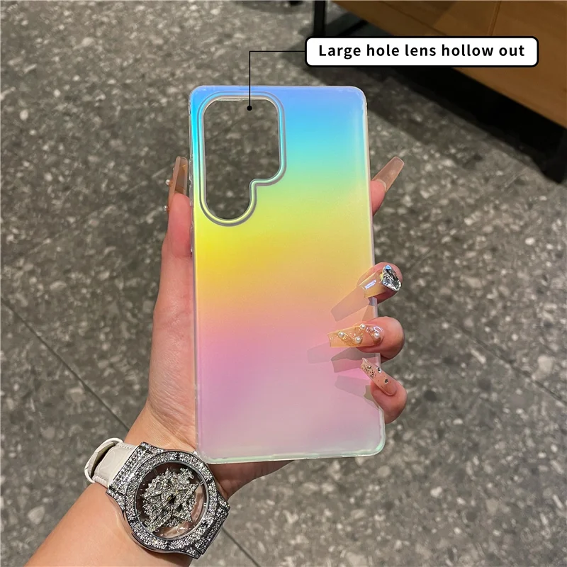 Modne magnetyczne etui z laserowym gradientem tęczy, odpowiednie do matowego etui ochronnego Samsung Galaxy S25 S24FE S23 Ultra Plus