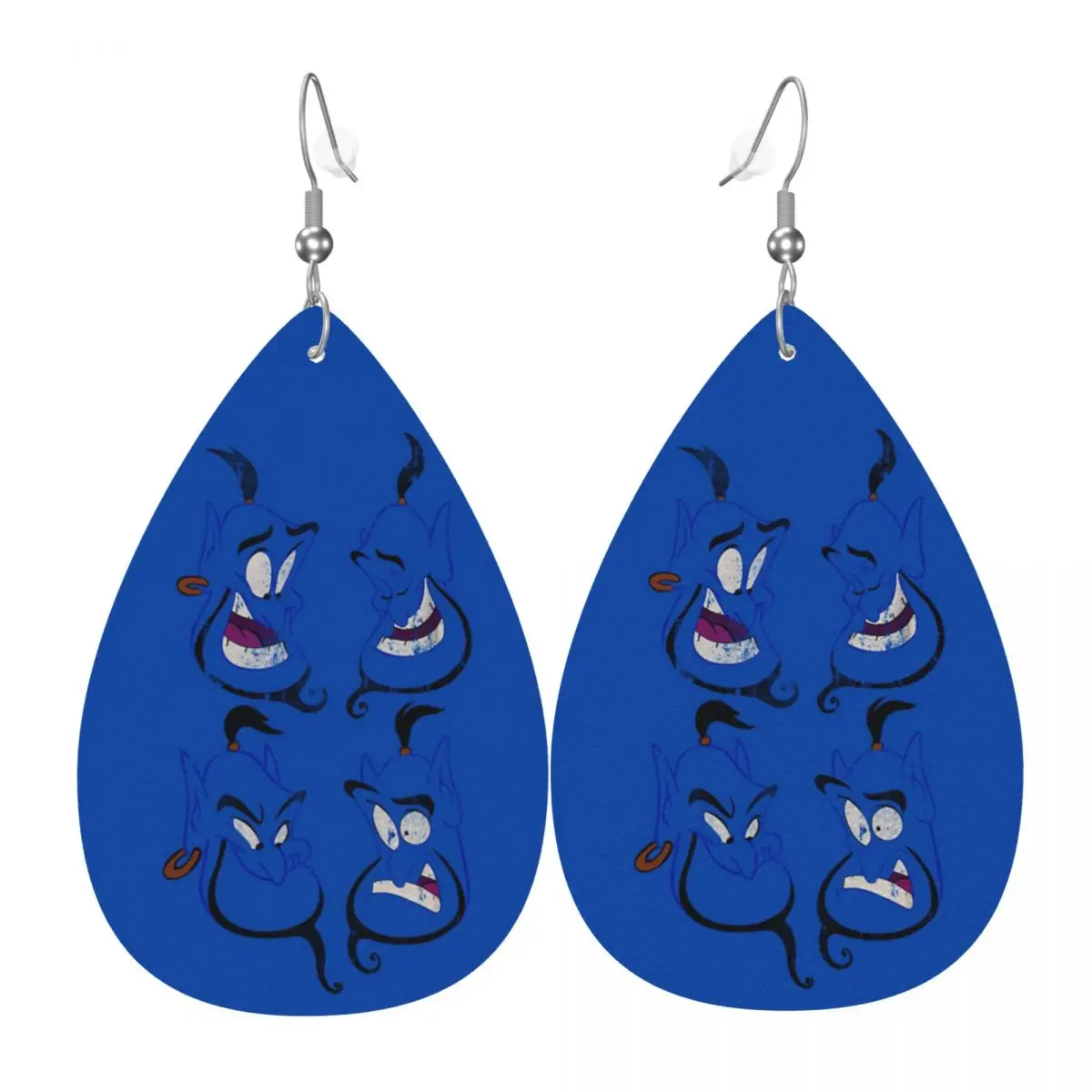 Custom Cute Cartoon Aladdin Leather Teardrop Earrings Personalized For Women Jewelry Accessories For Valentine's Day
