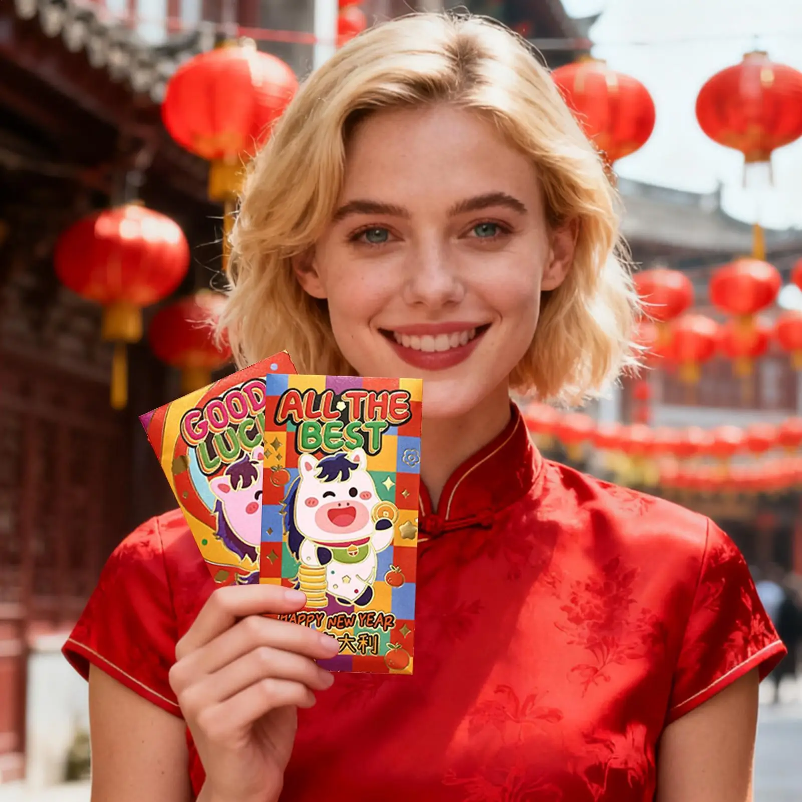 السنة الصينية الجديدة المظاريف الحمراء تنقش احباط التقليدية 2026 السنة القمرية الصينية الجديدة المغلفات الحمراء للأطفال البالغين الأسرة #4