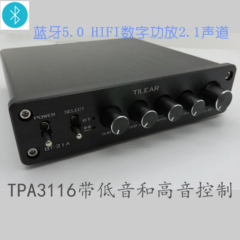 

2.1 Цифровой усилитель мощности TPA3116 Bluetooth 5.0 Мощность 2*50 Вт + 100 Вт Трехканальный