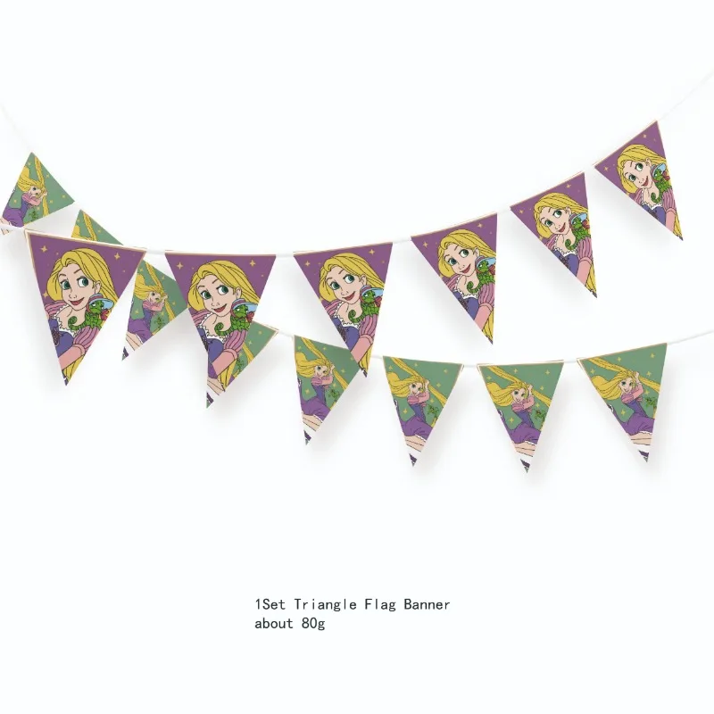 Anime Tangled Rapunzel Theme Party Supplies Tableware Paper Cup Plate Napkin Flag Baby Shower Balloons Birthday Party Decoration