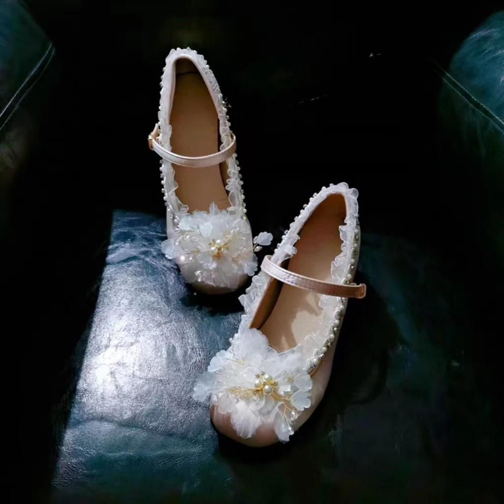 

Original satin pearl rhinestone lace beaded sequin flower high heels pink fashionable and comfortable women's single shoes 35-40