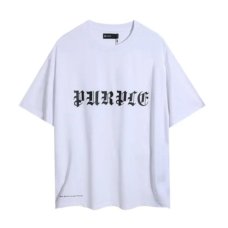 High Street Fashion Brand Summer New Purple brand Letter Personalized Design Printed Short Sleeve Loose T shirts