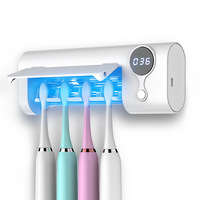 Wall mount Rechargable UVC light Toothbrush sterilizer holder for electric toothbrushes disinfection with digital display