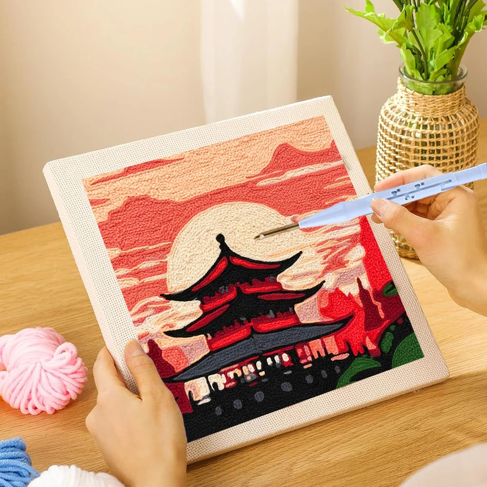 

Набор для вышивания в технике панч-нидл 25x25 см для начинающих, наборы для вышивания пейзажей для взрослых, рукоделие, вышивка нитками, рисование пряжей