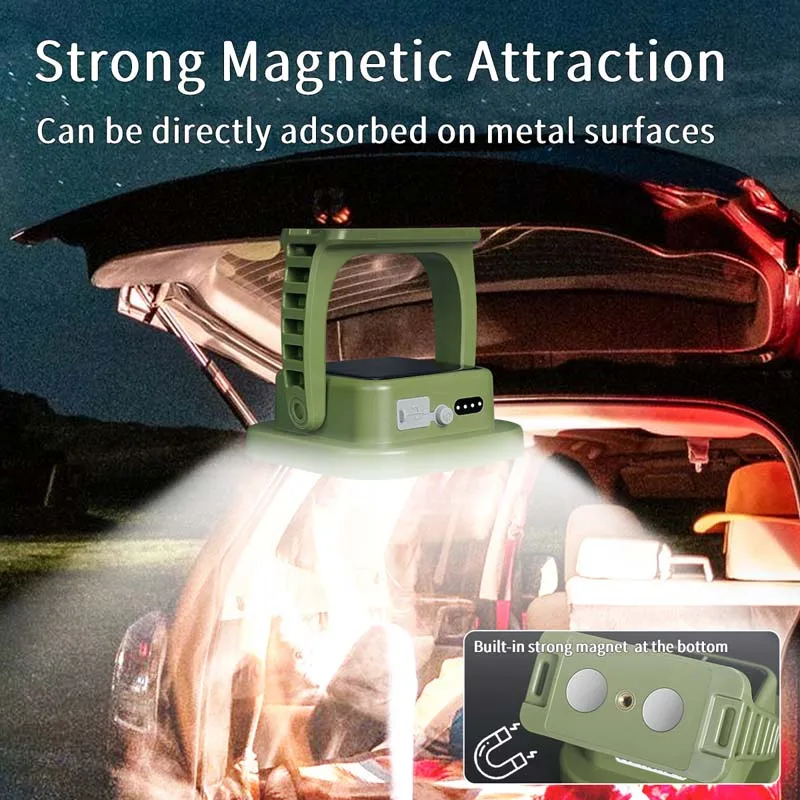 MOSLIGHTING 13500mAh Solar Portable Camping Lamp Outdoor Spotlight Flashlight Emergency Fast Rechargeable Magnetic Work Lighting