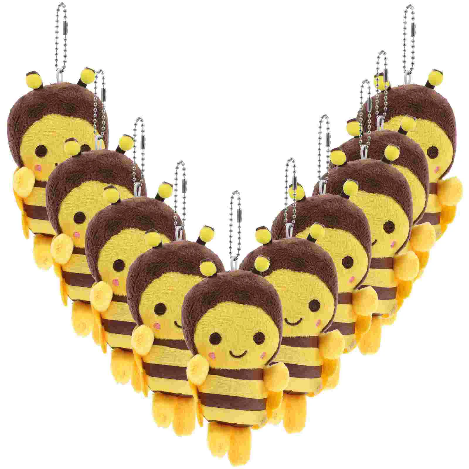 10 Pcs Little Bee Pendant Wallet Keychain Plush Purse Hanging Ornaments Stuffed Lovely Animal Bag Decor Pp Cotton Child Fluffy