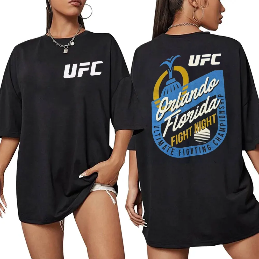 

Лето 2026, футболка UFC Orlando Fight Night Fighting с графическим рисунком, женская спортивная хлопковая свободная рубашка с короткими рукавами для отдыха и фитнеса, унисекс