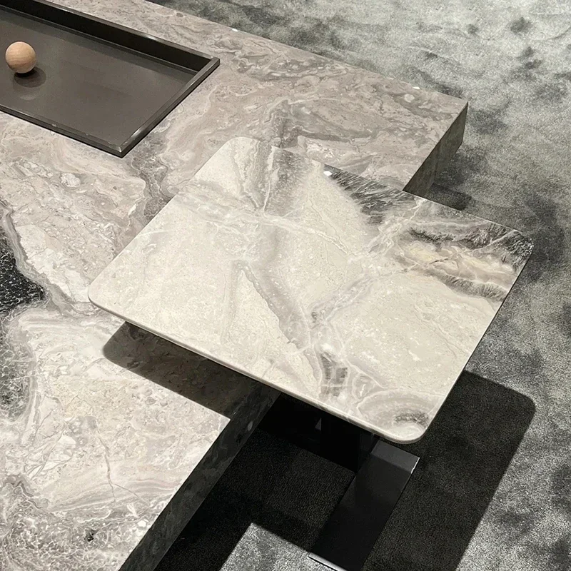 Tea Table Living Room Simple Modern Small Apartment Square Stone Plate Coffee Table Combination