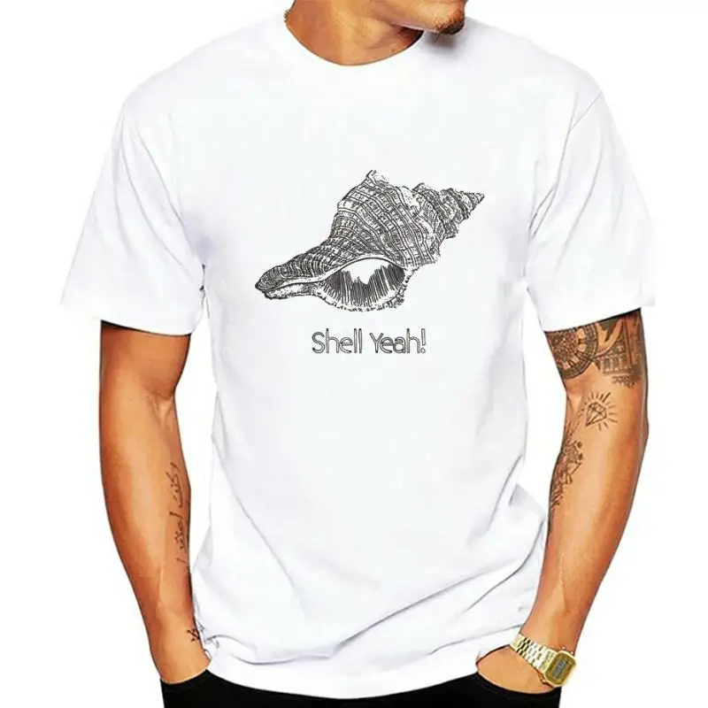 Shell Yeah!Screen-printed T-shirt ShellHandmadeOceanCoastal men t shirt