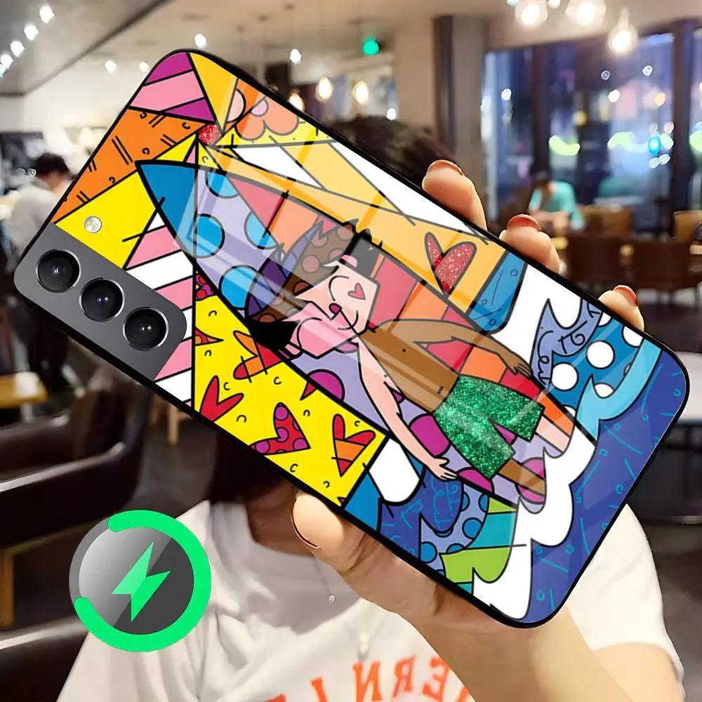 Etui na telefon Romero Britto Art do Samsunga S26 S25 S24 S23 S22 S21 S20 Edge Ultra Plus FE, szklane etui kompatybilne z Magsafe — zdjęcie produktu 3