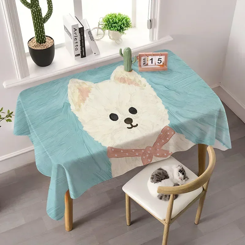 犬柄防水耐油レザーテーブルクロスかわいい子供用家庭用耐熱テーブルマット長方形テーブルカバー