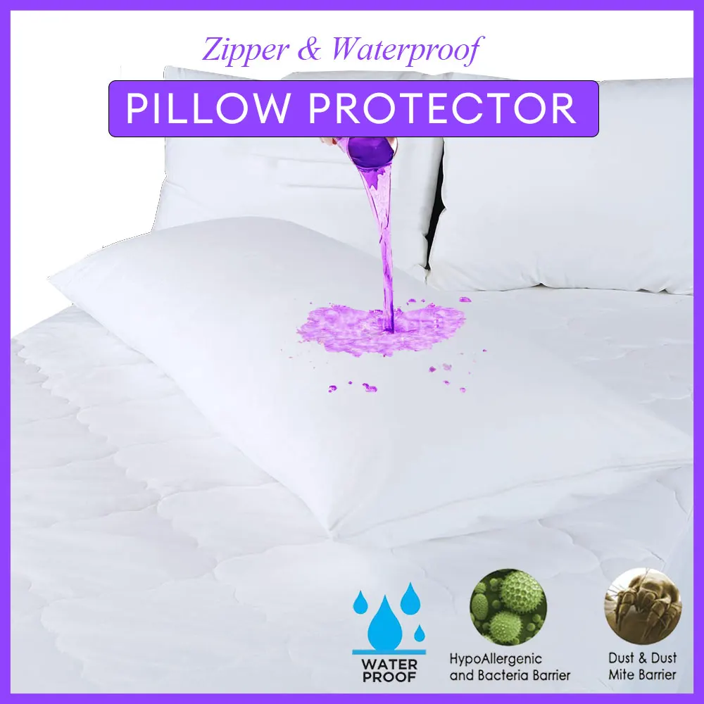 1pc Waterproof Bolster Proector Zipper Pillow Cover Bedbug Proof Pillowcase 38x100cm Washable