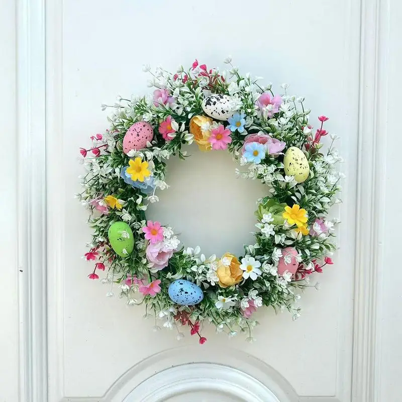 

Creative Spring Eggs Wreath Artificial Garland Hanging Pendants Front Door Porch Welcome Sign Farmhouse Holiday Home Decors