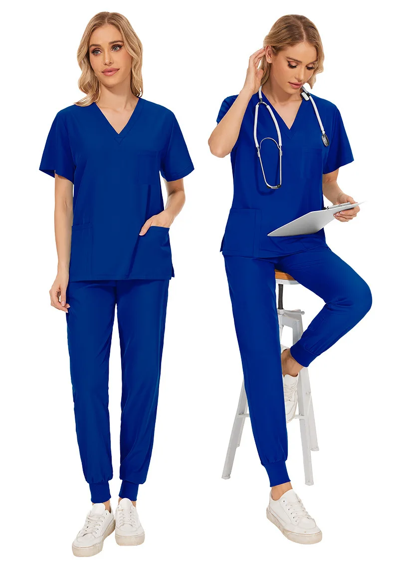 Multicolor Scrubs Short Sleeve Tops+Pants Nursing Uniform Women Pet Shop Doctor Medical Surgery Workwear Scrub Set