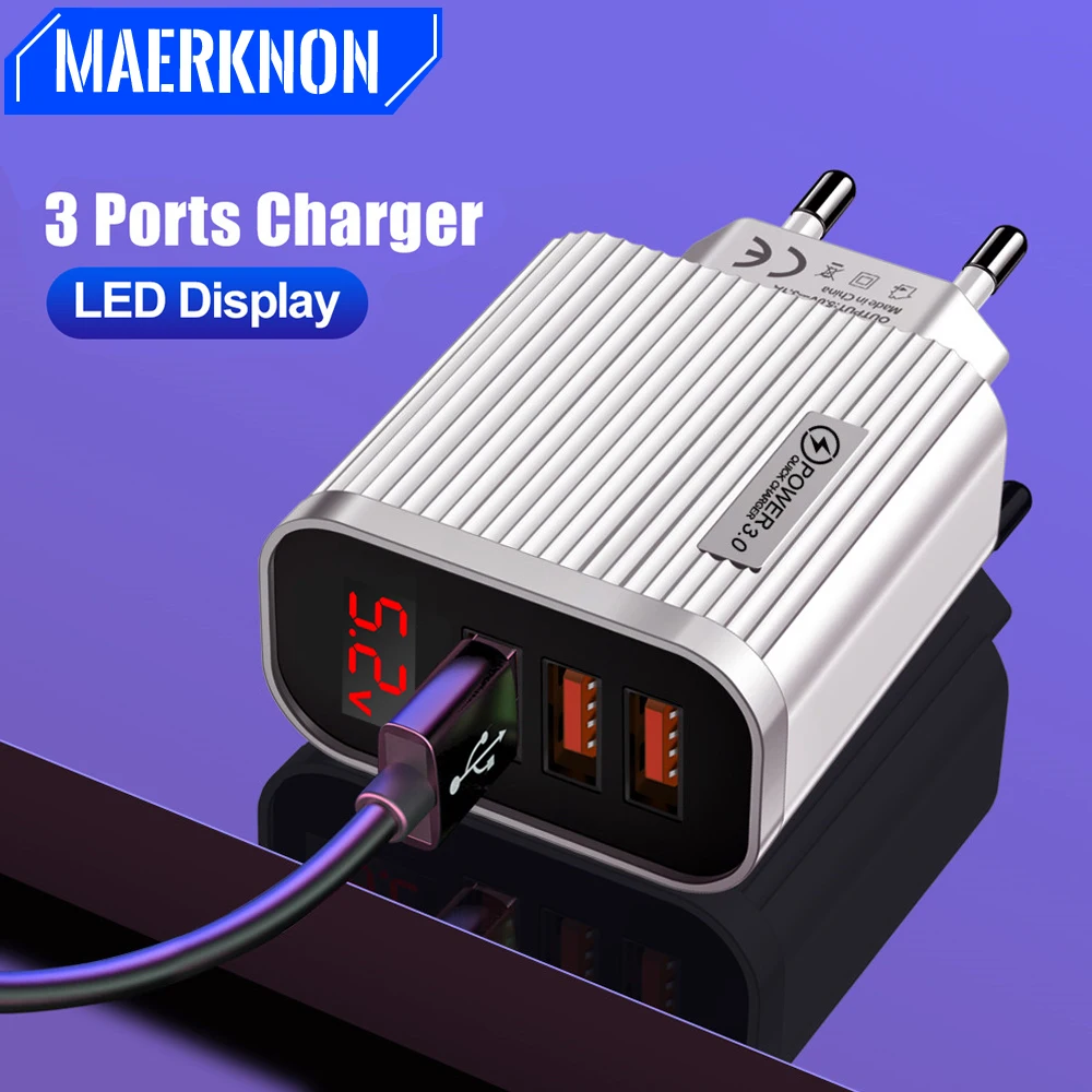 Quick Charge 3.0 4.0 USB Charger 3 Ports Mobile Phone Charger Wall Charger For iPhone 13 14 Samsung Xiaomi Fast Charging Adapter