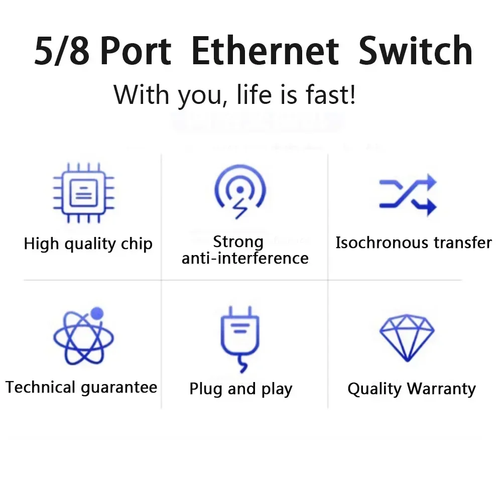 Imagem -05 - Switch Fast Ethernet Network Hub de Porta Rj45 Expansão da Internet Plug And Play Câmera ip Doméstica 100 Mbps 1000mbps Portas