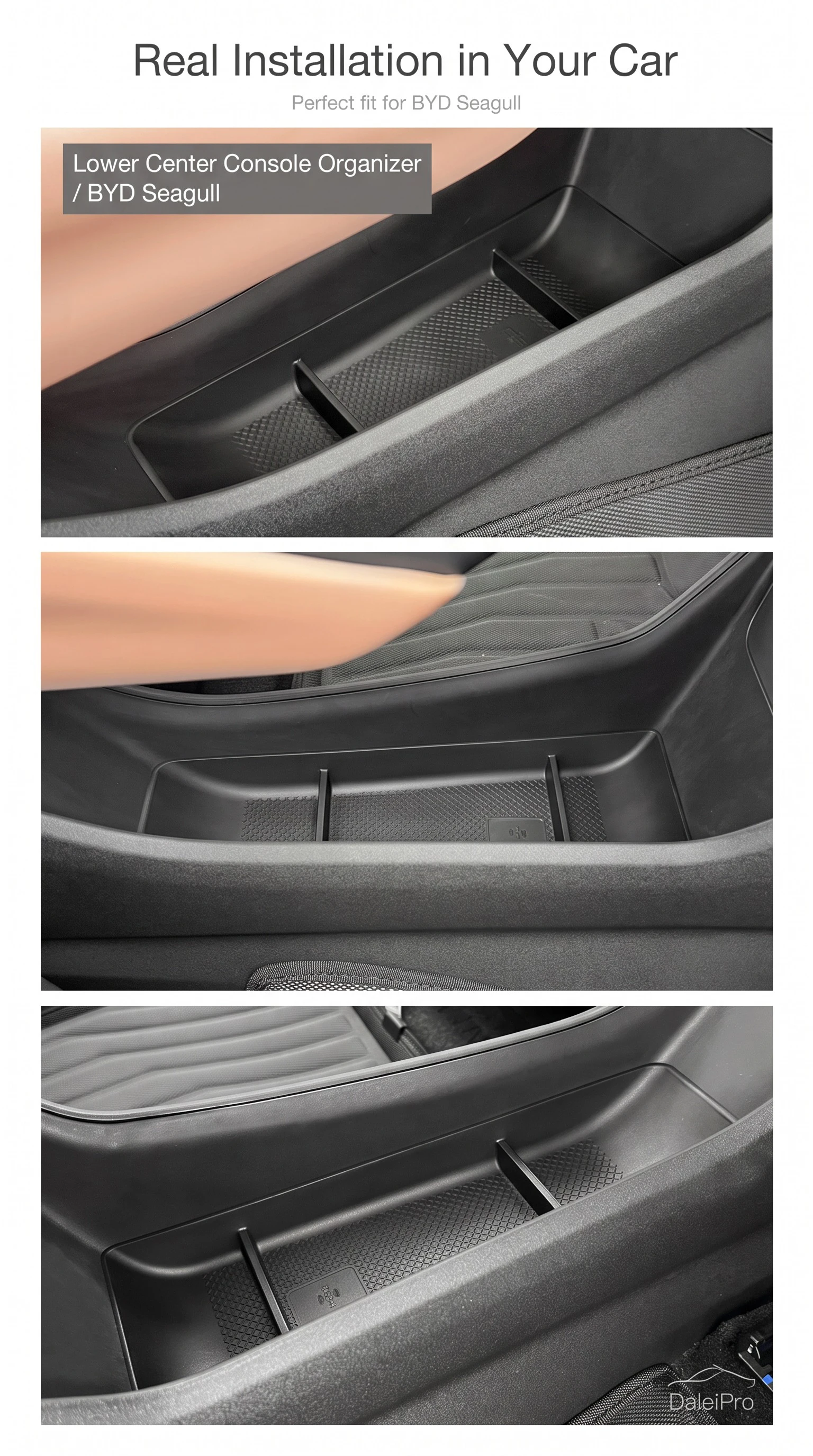 Für BYD Dolphin Surf / Dolphin Mini / Seagull 2023 2024 2025, Aufbewahrungsbox für die hintere Armlehne, TPE-Organizer für die untere Mittelkonsole – Detail 18