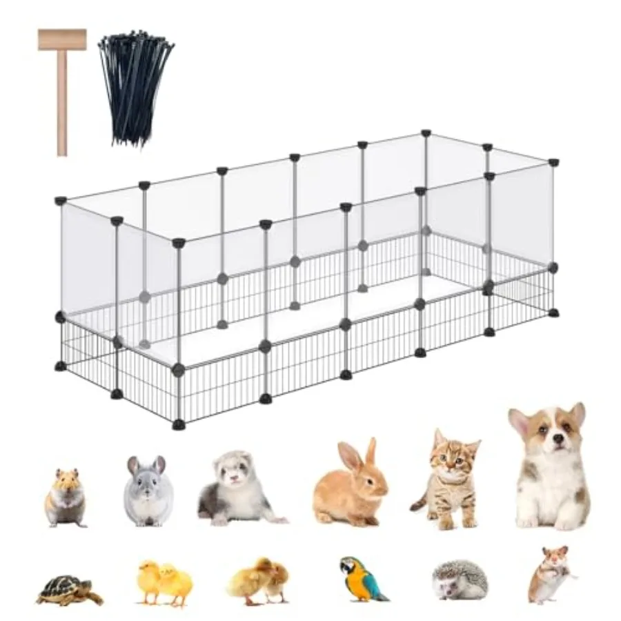 

Rabbit Playpen Guinea Pig Cages Hamster Cages Iron Net Bottom Design for Small Animal Bunny Ferret Hedgehog DIY Expanded Portab
