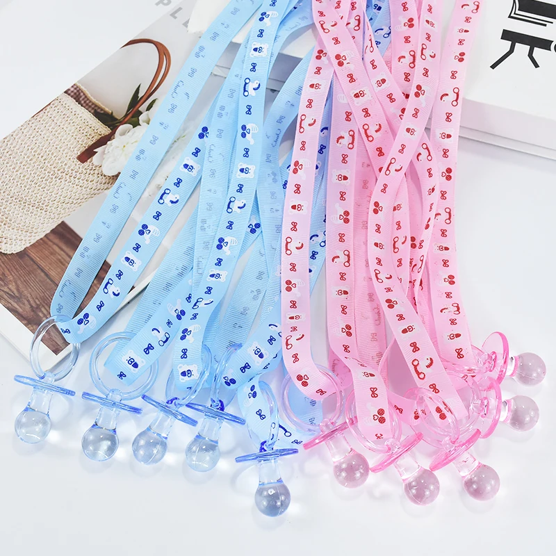 حلمة أكريليك شفافة للاستحمام ، عقد لهايات للأطفال ، مصاصة زرقاء ووردية للأطفال ، ديكور حفلات الكشف عن جنس عيد الميلاد الأول ، 5 * #2