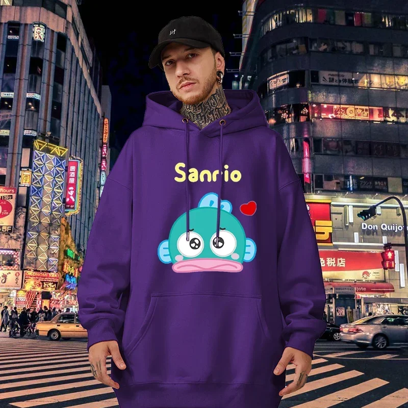 

Men Hoodies Pocket Kawaii Anime Sanrio Hangyodon Long Sleeve Popular Streetwear Daily Male Sweatshirts Autumn Winter Clothes