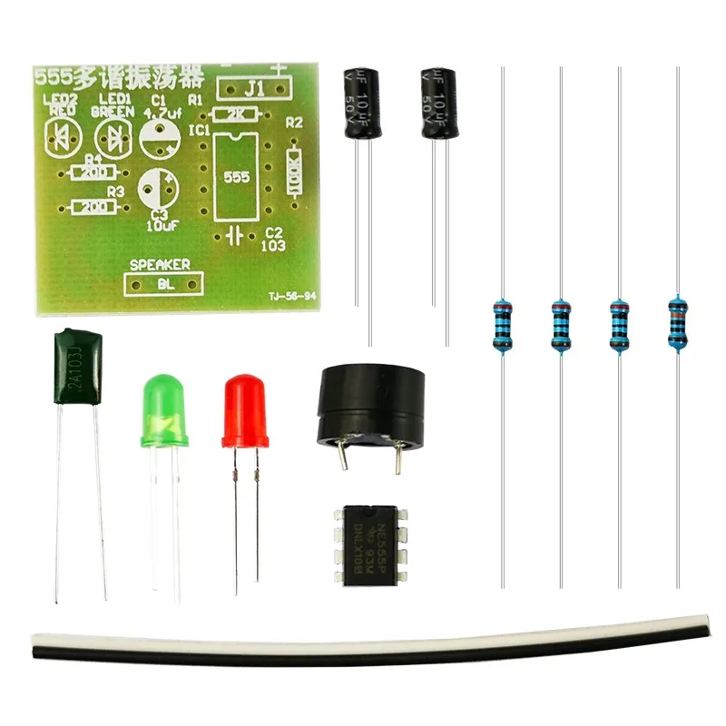 555 Kit oscillatore Multi armonico NE555 circuito a stato Non fisso doppia lampada Flash parti di produzione elettronica