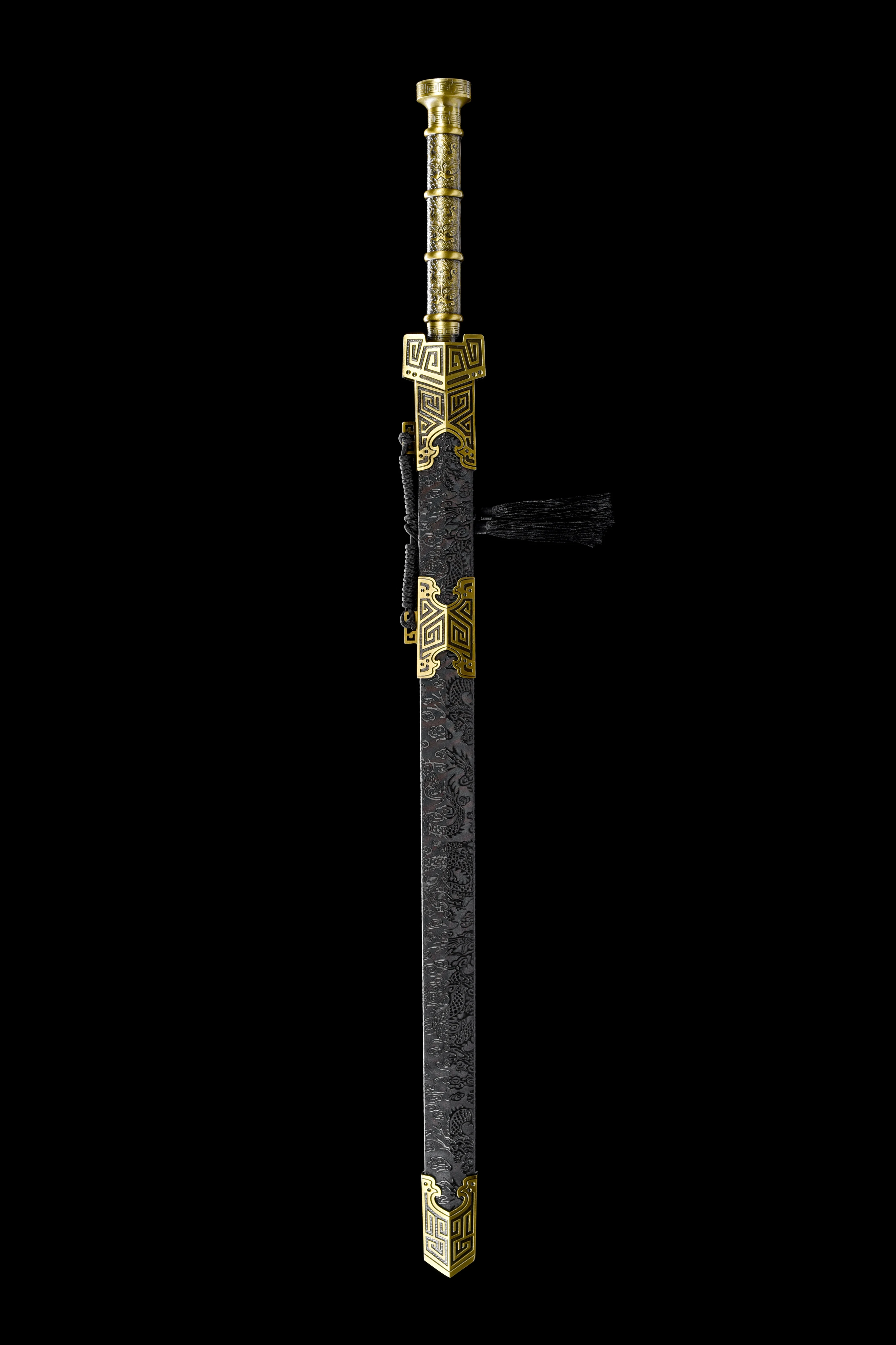 105cm Medieval Chinese golden Qin King hand-ground real steel sharp samurai sword katana Weapons Fighting Knight ready battle