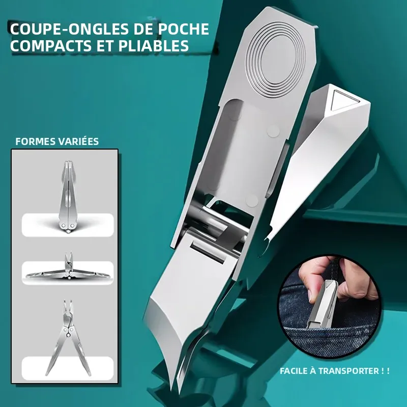 Coupe-ongles pliables innovants, pinces à ongles pliables, ciseaux à ongles en acier inoxydable, outils portables de manucure pour les voyages