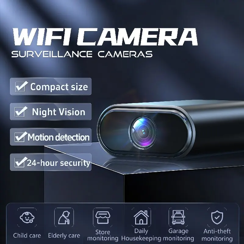 كاميرا مراقبة ذكية صغيرة HD للرؤية الليلية كشف الحركة إنذار للمحلات التجارية المنزلية المرآب المحمولة اللاسلكية عن بعد
