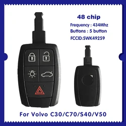 For 2004 - 2013 Volvo C70 C30 S40 V50 Remote Key with Smart Entry 434Mhz 48chip 5WK49259 CN050009