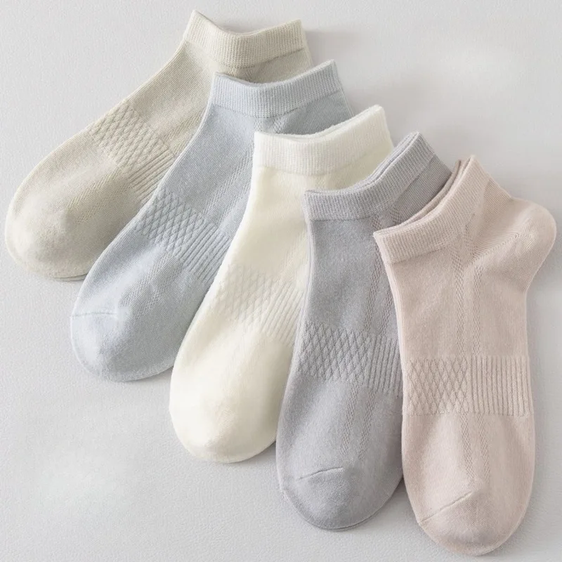 

5 Pairs Women's Short Socks Breathable Pure Color Spring Summer Cozy Invisible Socks for Women Casual Low Cut Socks Set Hosiery