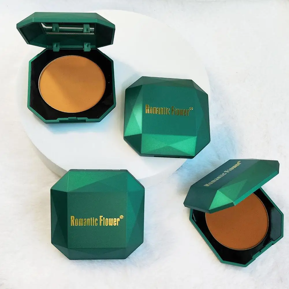 Novo pó prensado escuro em 4 cores, pó fosco para pele escura, pó fosco de longa duração, à prova d'água, blush de maquiagem de marca