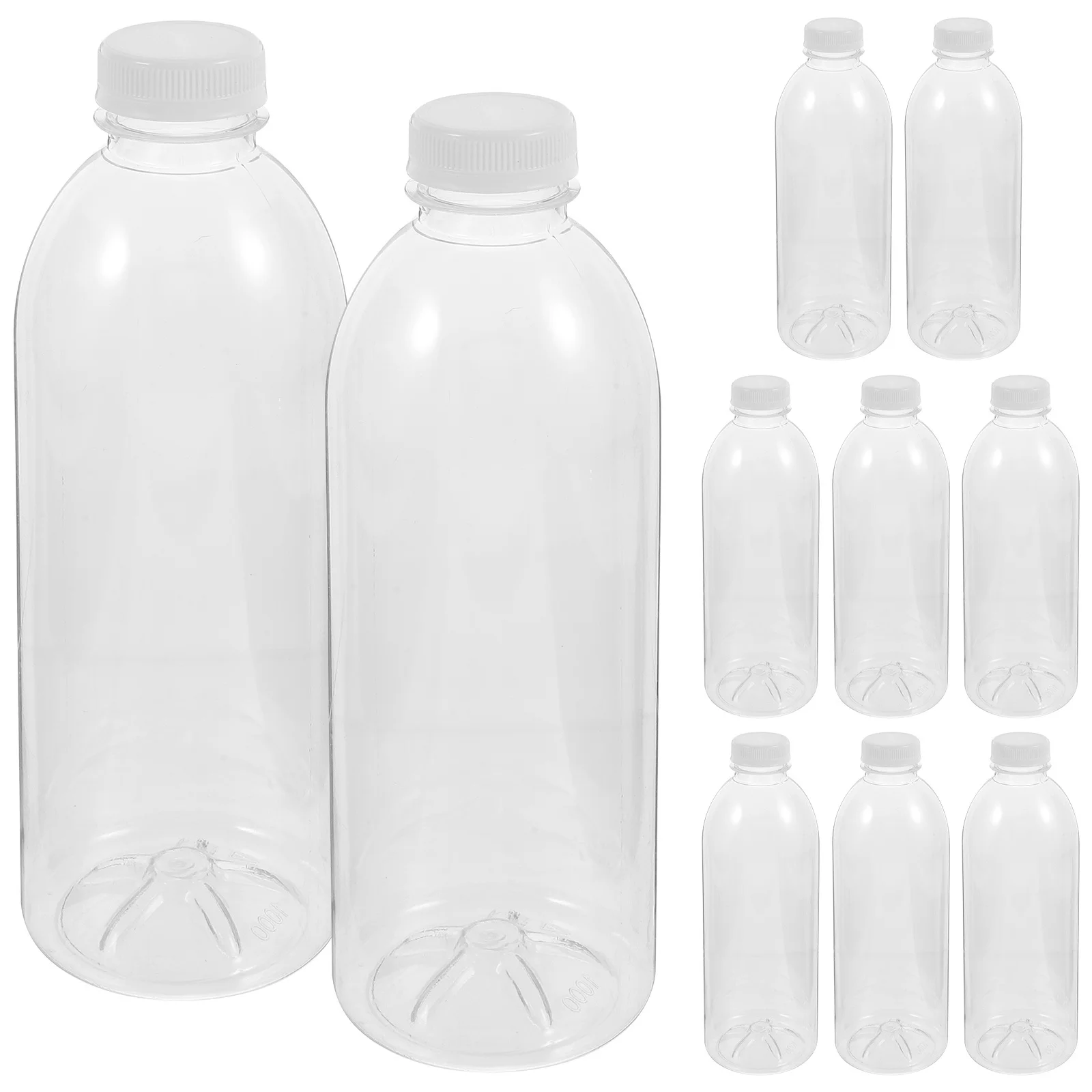 10 szt. Plastikowych Butelek na Sok Przenośne Puste Buteleczki na Mleko Napoje z Szczelnym Korekem do Napojów Butelka na Mleko Pusta Butelka