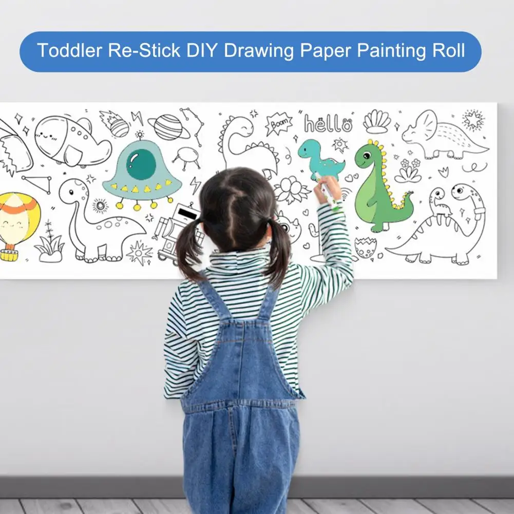 Rollo de papel de dibujo adhesivo para niños, juego de pegatinas para actividades, bricolaje