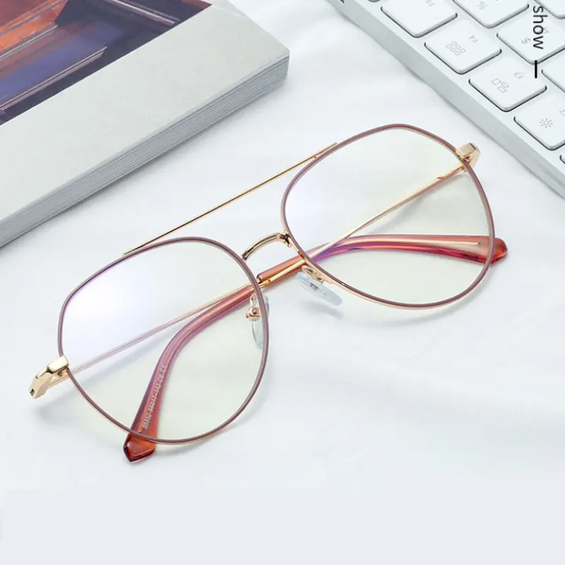 إطار نظارات طبية من HANDOER نظارات حجب الضوء الأزرق UV400 مضادة للأشعة الزرقاء نظارات جديدة كاملة طيار طيار أنثى