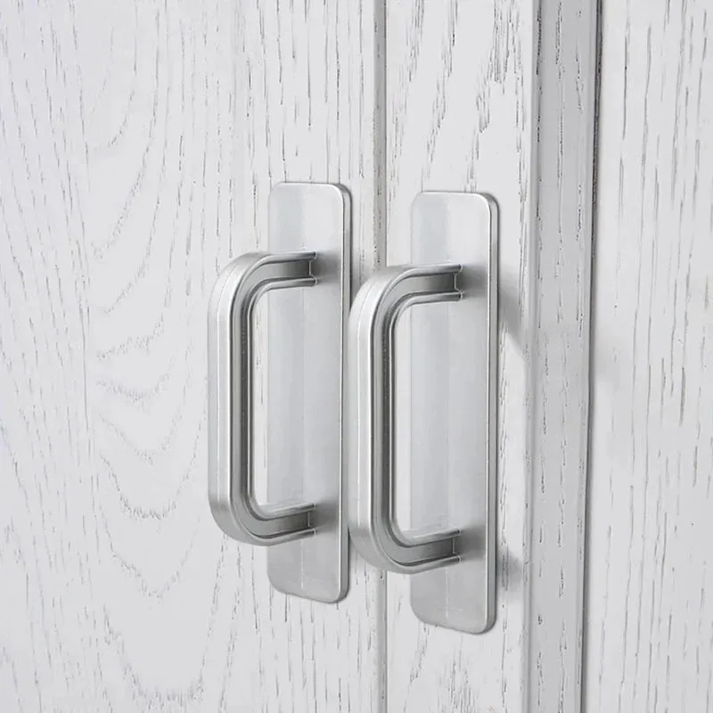 Self-adhesive Surface Mounted Small Pull Knob Aluminum Alloy Wooden Door Window Handle for Balcony Glass Partition Move