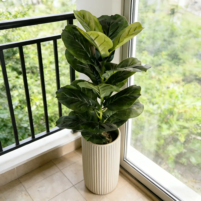 100CM 23 Blätter Großer Künstlicher Ficus-Baum Tropische Kunstpflanzen Grüne Plastik-Palmblätter Zweig für Haus- und Gartendekoration 2026 NEU – Detail 3