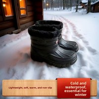 Men's High-Top Fleece Lined Rain Boots Black Warm Breathable EVA Material for Car Wash And Construction Site Waterproof Snow...