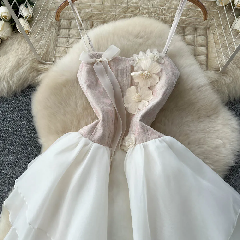 Vintage élégant sans manches floral robe à manches longues décontracté français femmes mode automne printemps robes