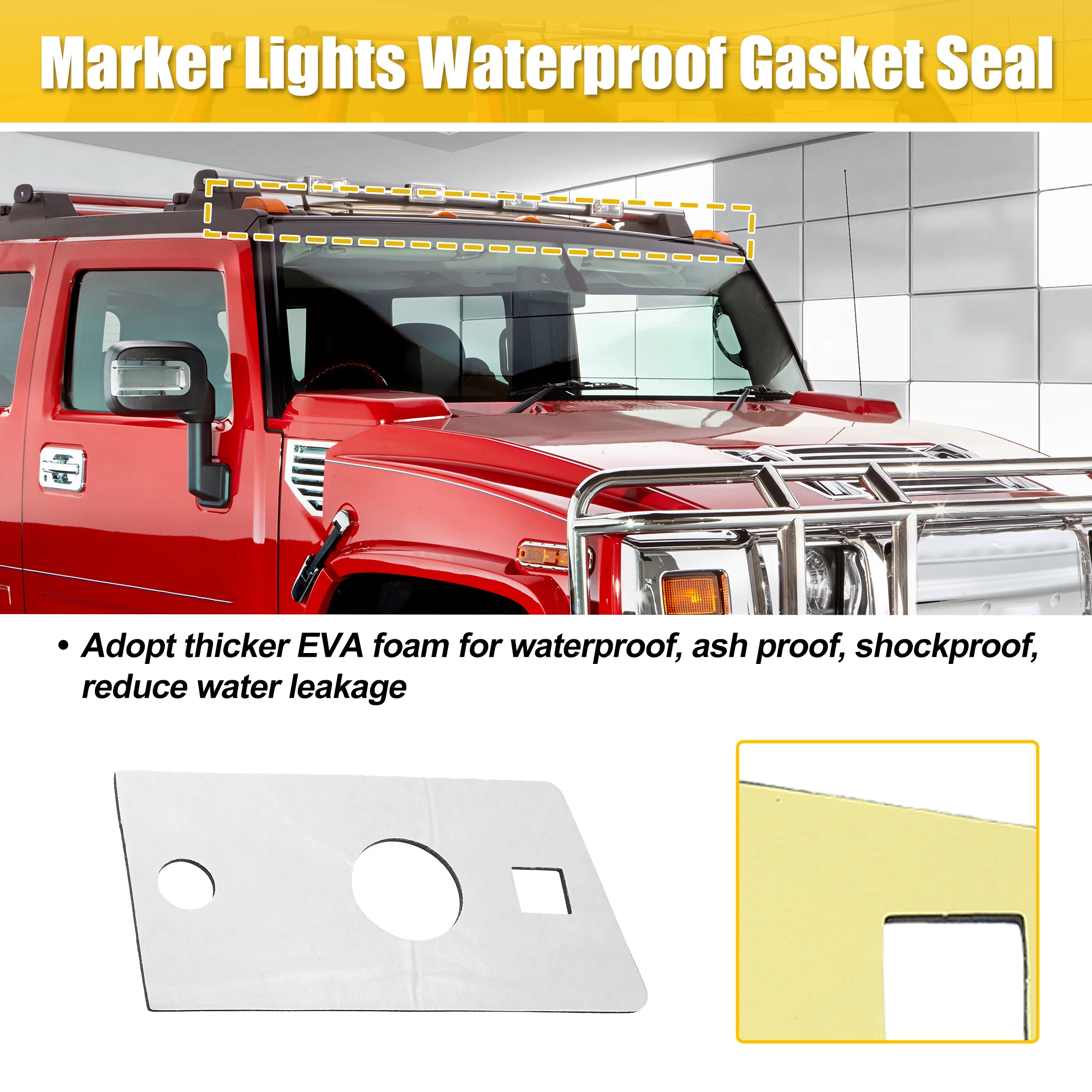 Motoforti 1 Set Roof Cab Marker Light Clearance Running Lamp Seal for Hummer H2 2003 2004 2005 2006 2007 2008 2009