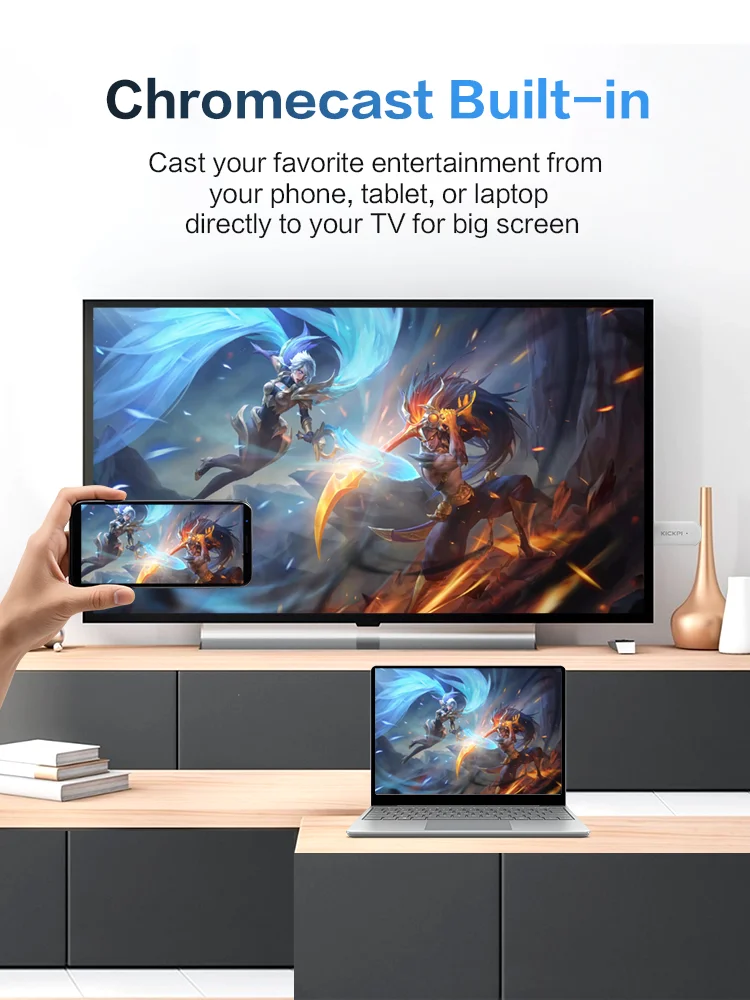 KICKPI KP1 TV Box Google معتمد Netflix 4K Android 12.0 Media Player 32G يدعم Chromecast Dolby Atmos 5G Wifi BT5.0