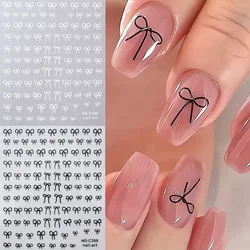 1/2pcs Black White Pink Mini Bowknot Design Nail Art Sticker Self Adhesive Lace Ribbons Bow Butterfly Decals Nail Art Decoration