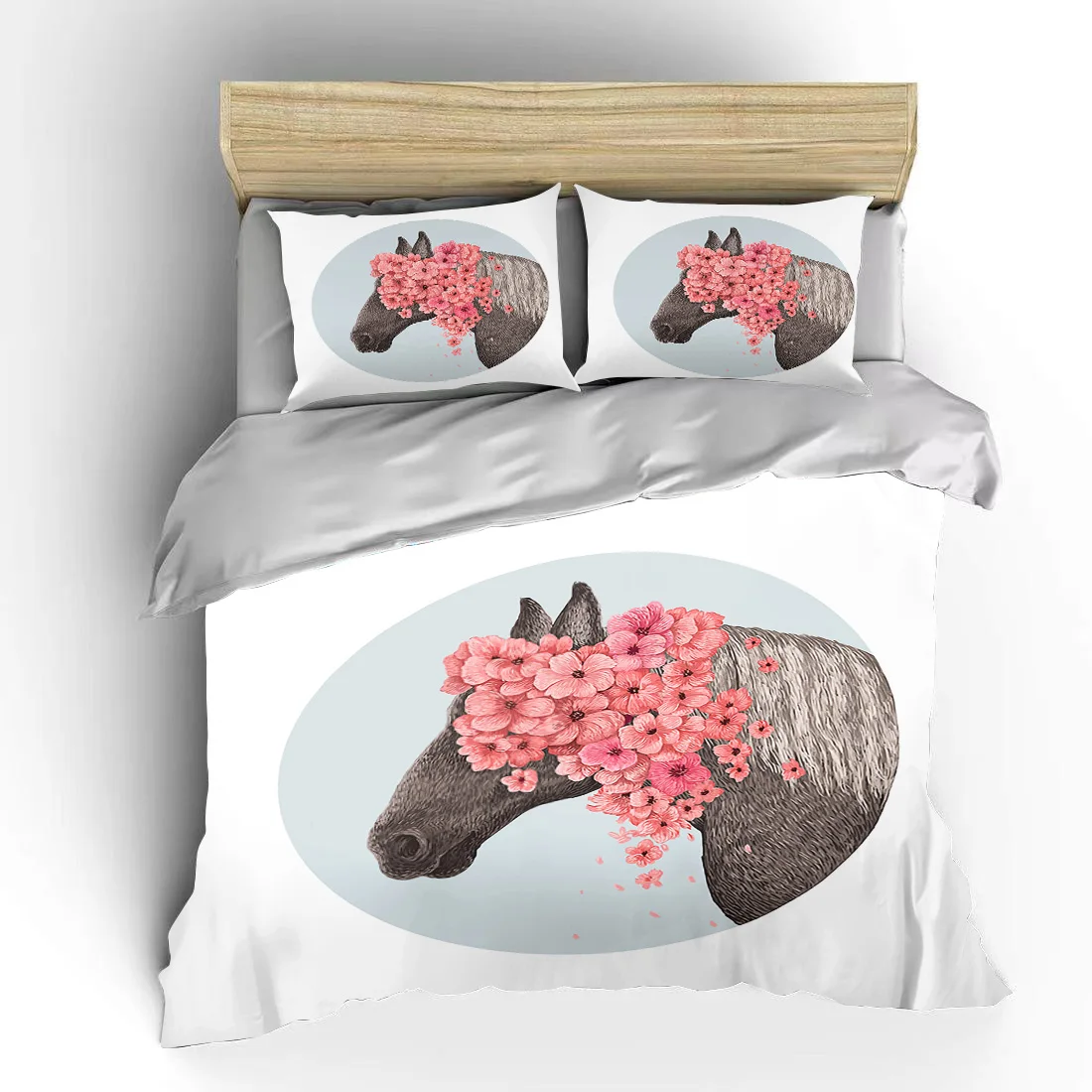 

Mid Century Stallion King Size Double Bed Adult Bedding Set Microfiber Or Polyester Comforter Set 3 Piece Printed Patterns