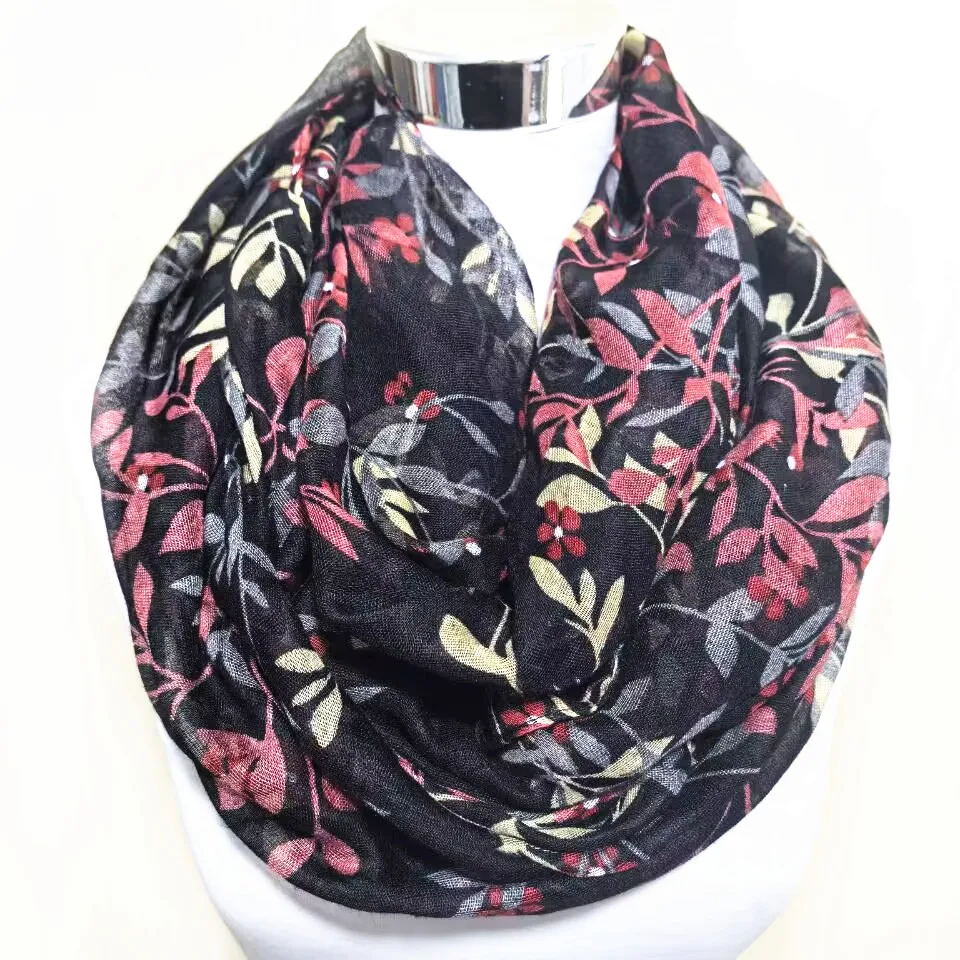 Fashion warm  Autumn Winter flower infinity Neck Scarf Women leaf ring Scarves  soft circle Female Neckerchief Shawl