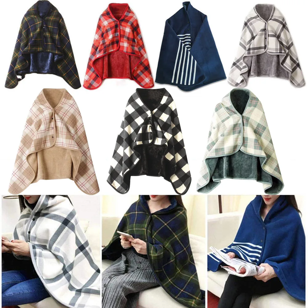

Multifunction Warm Blanket Shawl Plaid Lady Multifunction Wrap Winter Doublelayer Tartan Scarf Home Textiles Minds Blanket